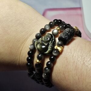 18k gold obsidian stone bracelet